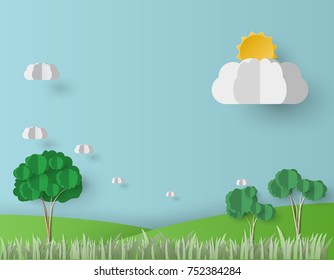 Mountain Landscape Paper Art Style