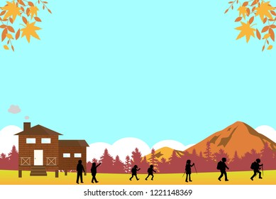mountain landscape and people enjoying hiking