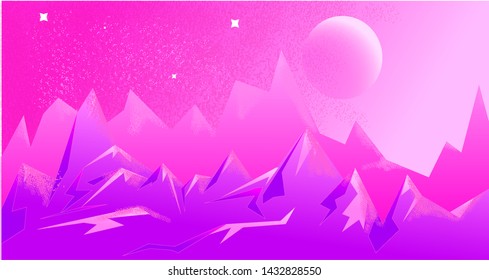 Mountain landscape in pink and purple tones
