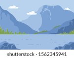 Mountain Landscape with Pond, Summer Time Nature