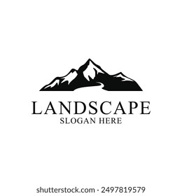 mountain landscape river logo design concept idea