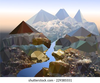 Mountain landscape with river and rocks