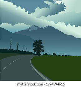 
mountain landscape with road against cloudy sky