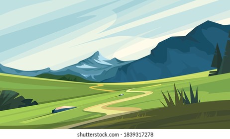 Mountain landscape with road. Beautiful nature scenery.