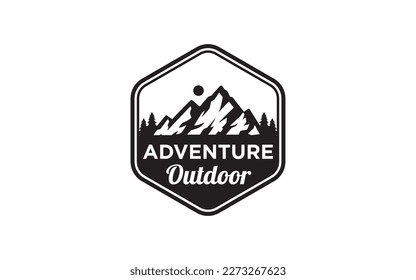 mountain landscape with rocks at sunrise for Hipster Adventure Traveling logo