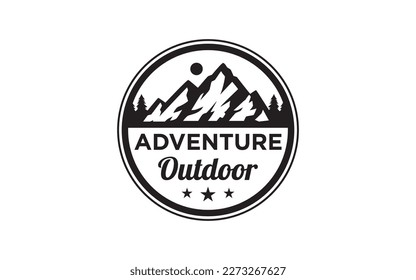 mountain landscape with rocks at sunrise for Hipster Adventure Traveling logo