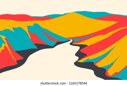 Mountain landscape scenery, colorful mountain around the river