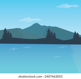 Mountain Landscape Scenery Vector by Tatang Saepudin