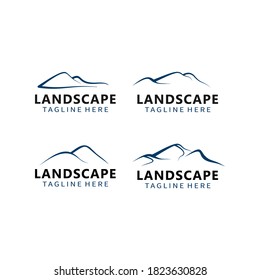 Logotipo de juego de montaña y paisaje Simple Monoline Line Art