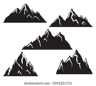 Mountain landscape set silhouette illustration