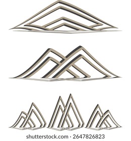 Silhueta de paisagem de montanha. Formas de pico abstratas. Cena minimalista da natureza. Símbolo gráfico vetorial.