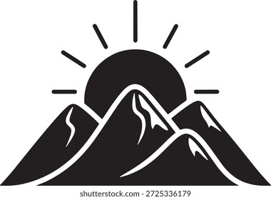 Montanha paisagem silhueta ícone vetor horizonte sol natureza ao ar livre cenário símbolo símbolo símbolo símbolo símbolo Ilustração
