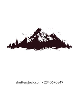 mountain landscape silhouette isolated on white background. vector illustration