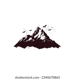 mountain landscape silhouette isolated on white background. vector illustration