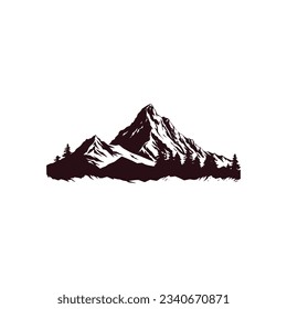 mountain landscape silhouette isolated on white background. vector illustration