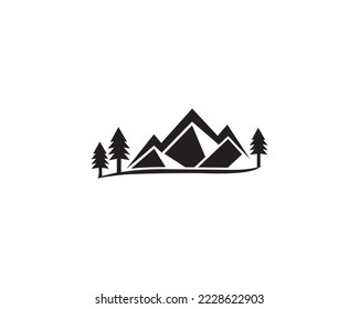 Mountain Landscape Silhouette Logo Design Concept Vector Template.