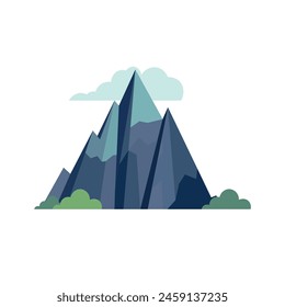 Mountain landscape silhouette, mountains geology clip art, colorful nature elements