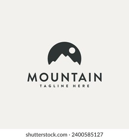 Mountain Landscape Silhouette for Outdoor Travel Adventure Vintage logo design