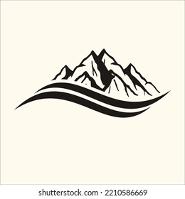 mountain landscape simple black flat design.