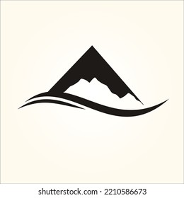 mountain landscape simple black flat design.