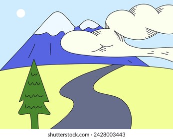 mountain landscape simple hand drawn