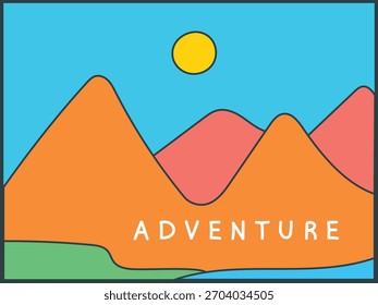 Berglandschaft, einfache Berggipfel mit Sonne, am besten zum Ausdrucken, Kleidung