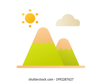 paisaje montañoso icono aislado con estilo suave