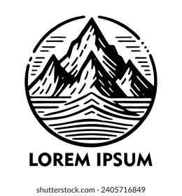 Mountain landscape sketch icon logo