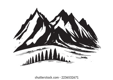 Mountain landscape, sketch style, vector illustrations