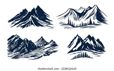 Mountain landscape, sketch style, vector illustrations	
