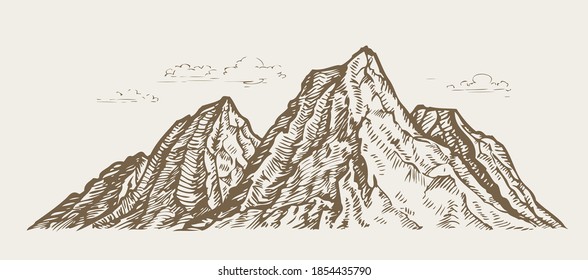 Mountain landscape. Sketch vintage vector illustration