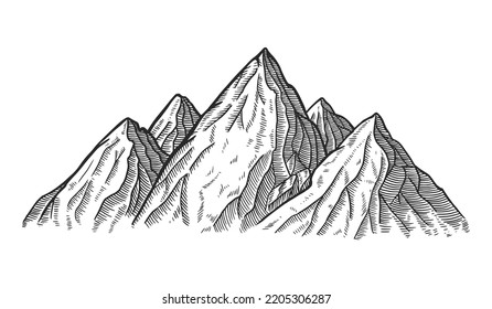 Mountain landscape sketch. Vintage vector Illustration