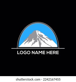 mountain landscape with sky logo icon design with black background