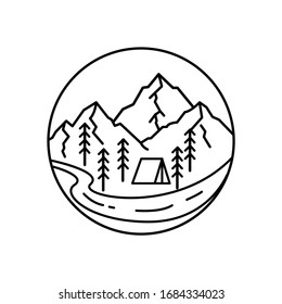 Ilustración de la línea panorámica de montaña