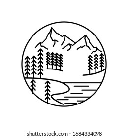 Ilustración de la línea panorámica de montaña