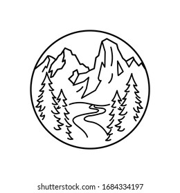 Ilustración de la línea panorámica de montaña
