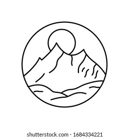 Mountain landscape and sky view line illustration