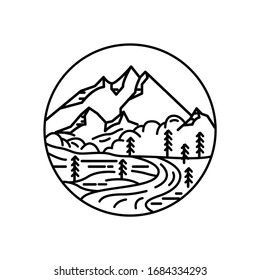 Ilustración de la línea panorámica de montaña