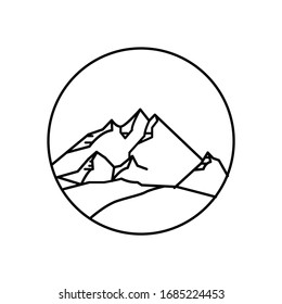 Mountain landscape and sky view line illustration