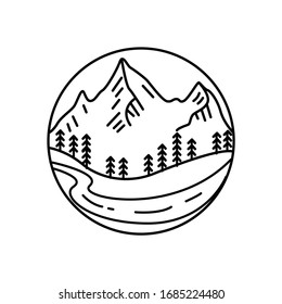 Ilustración de la línea panorámica de montaña