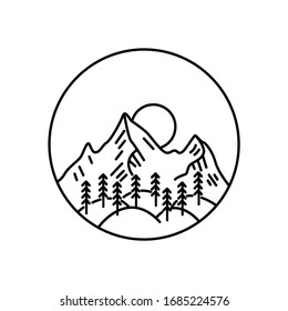Ilustración de la línea panorámica de montaña