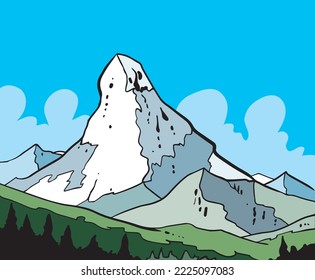 Mountain  landscape, mountain with snow-capped peaks