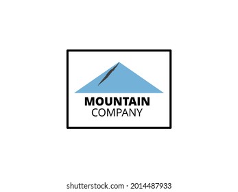 Mountain Landscape with square frame for Outdoor Nature Photography Adventure Photographer Logo Design. Mountain logo with clouds in black frame. Mountain themed logo design in vector form.