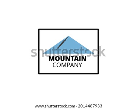 Mountain Landscape with square frame for Outdoor Nature Photography Adventure Photographer Logo Design. Mountain logo with clouds in black frame. Mountain themed logo design in vector form.