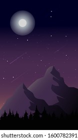 mountain landscape with stars in the sky