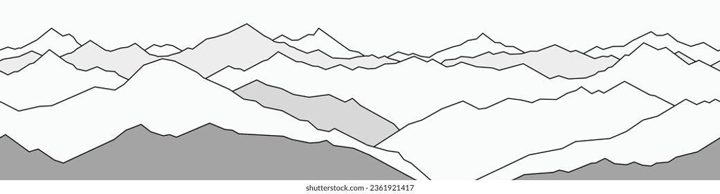 Estilización del paisaje montañoso, frontera sin fisuras, pancarta, imitación de cordilleras