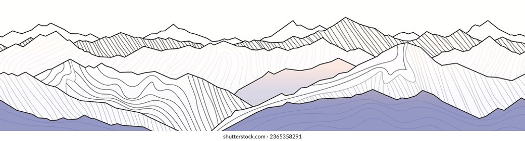 Estilización del paisaje montañoso, frontera sin fisuras, pancarta, imitación de cordilleras