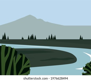 The mountain landscape is suitable for printing on a phone case, pillow, or even for wallpaper at home