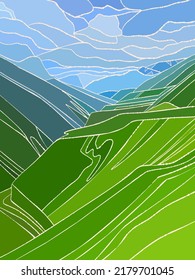 Mountain landscape.  Summer. Vector illustration