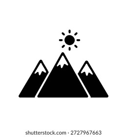 Paisaje de montaña con Ilustración vectorial blanca y negra